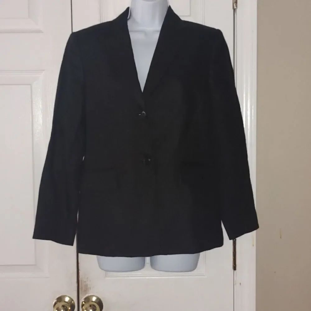 Talbots  Irish Linen  black button front blazer career casual business  Sz  8P